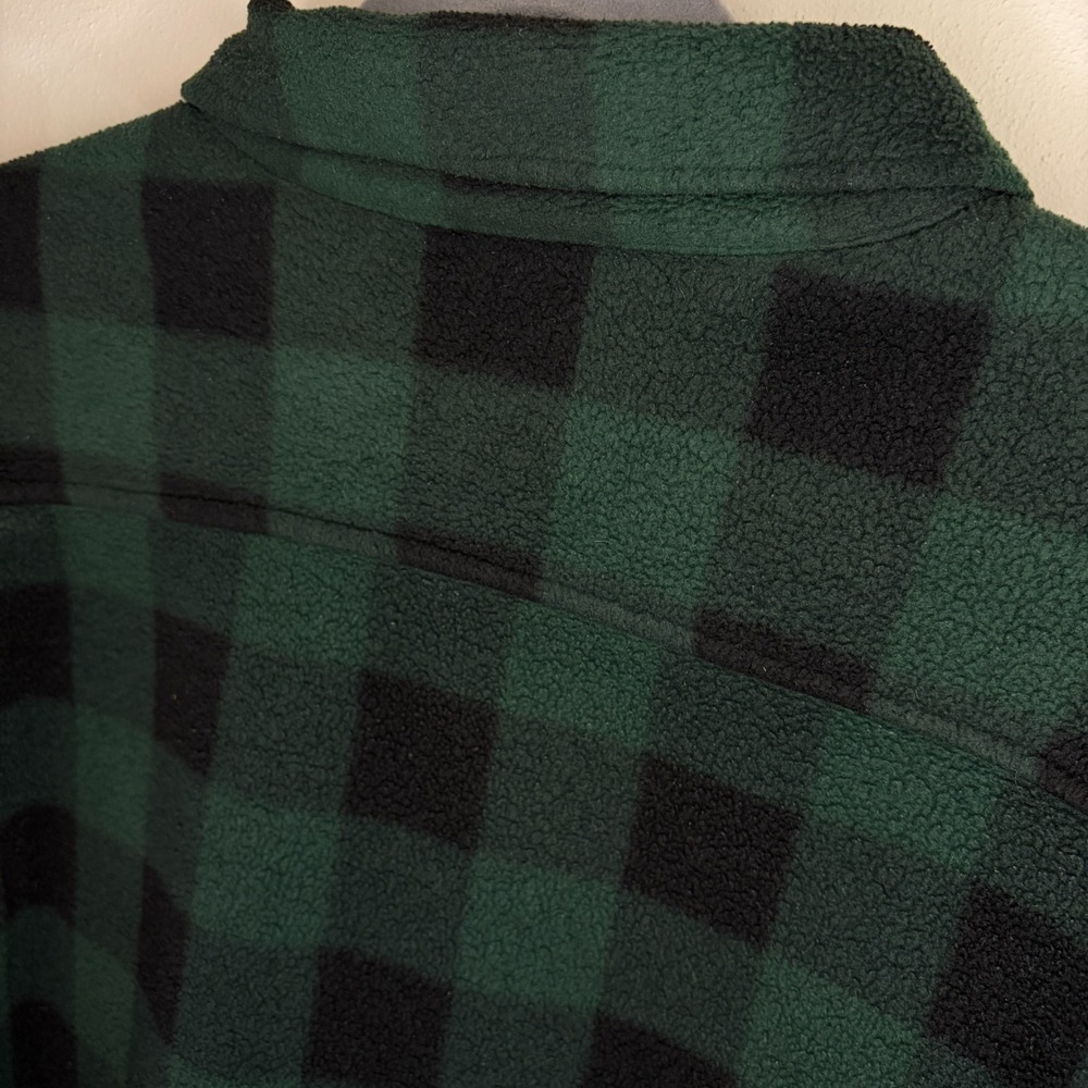 Vintage Gap Men's Green Black Plaid Quarter 1/4 Zip 90s Pull Over Medium Fleece - Picture 6 of 7